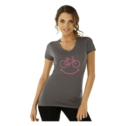 CLOTHING T-SHIRT DHD LADIES V-NECK SMILEY MD GRY 